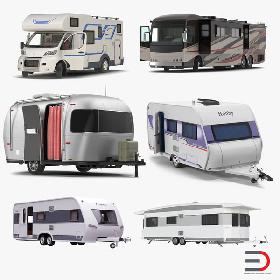 Rigged Motorhomes and Caravans 3D Models Collection